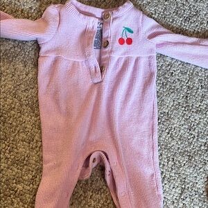 Pink NB One Piece with Cherry Embroidery